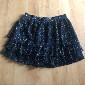 Zara Womens Black White Polka Dots Tiered Ruffle Sz L w/ Built in Shorts